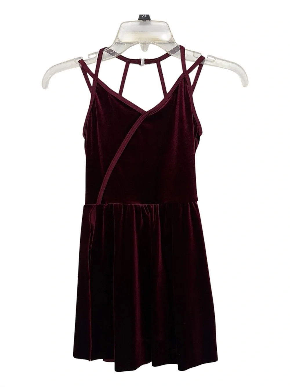 Weissman Burgundy Velvet Multi-Strap Dress
